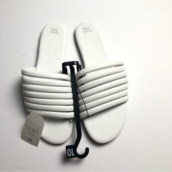 Time and Tru Women's  White  Multi-Strap Sandals Sz 10 - Picture 1 of 9